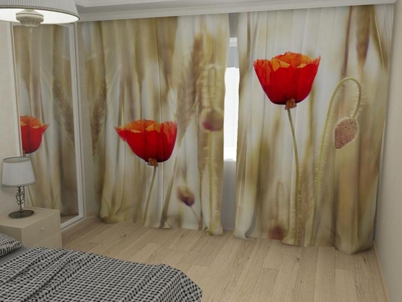 Шторы с крупными цветами в интерьере