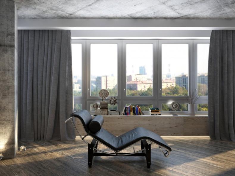 Шторы в лофт интерьере: правила выбора цвета