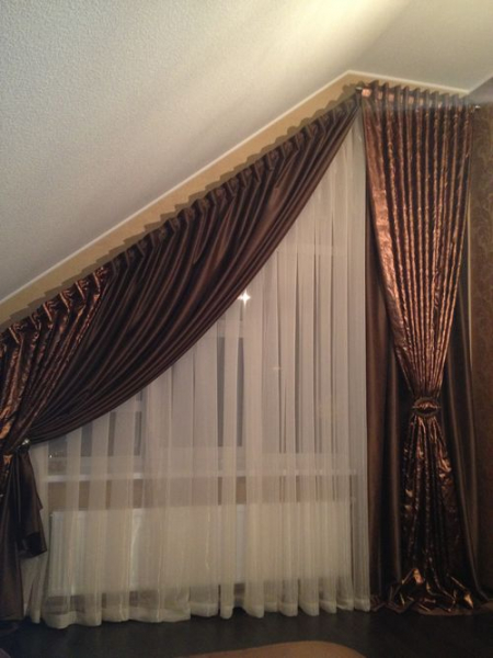 Шторы трапеция на окно и треугольные рамы - как выбрать и закрепить их