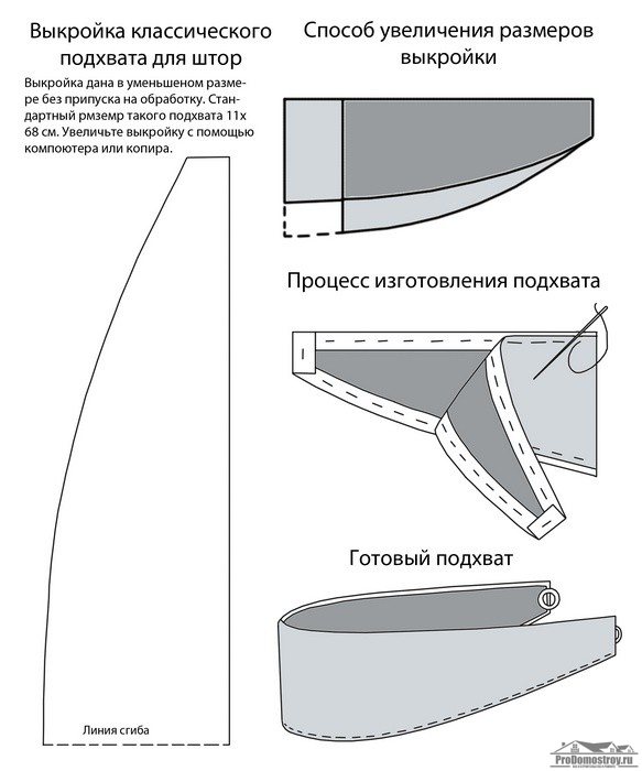 Подхваты для штор: фото в интерьере, как сшить своими руками, выкройки