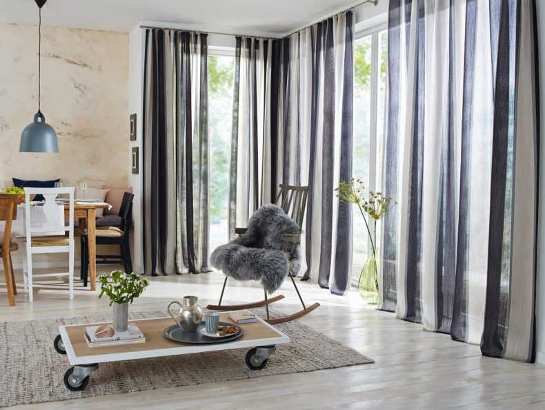 Шторы в полоску - примеры красивого дизайна и современного оформления