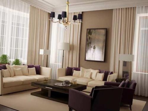 Бежевые шторы в интерьере: бежево-коричневые для кухни и гостиной