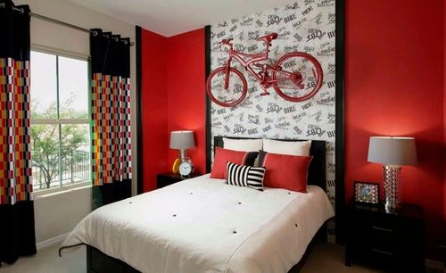 Интерьер красной спальни