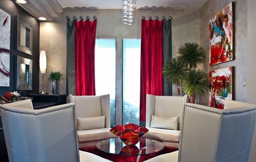 Черно-красные шторы для кухни и спальни - фото каталог