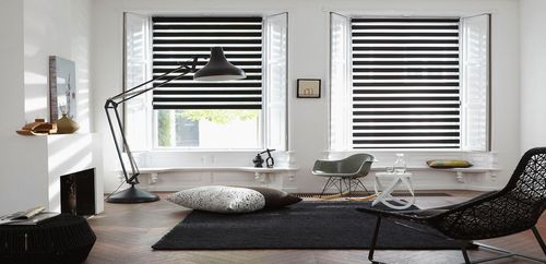 Рулонные шторы день-ночь Зебра, Канзас и Уют на пластиковые окна