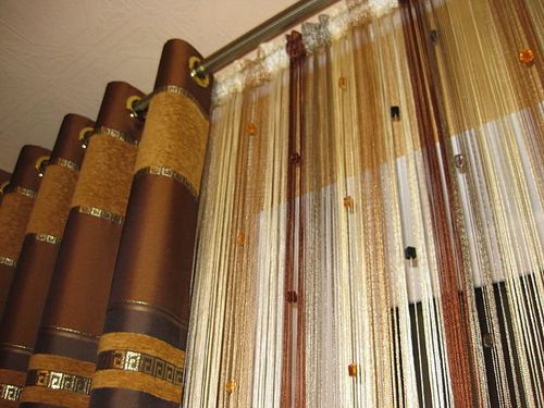 Шторы нити со стеклярусом - Радуга, Дождь и Кисея