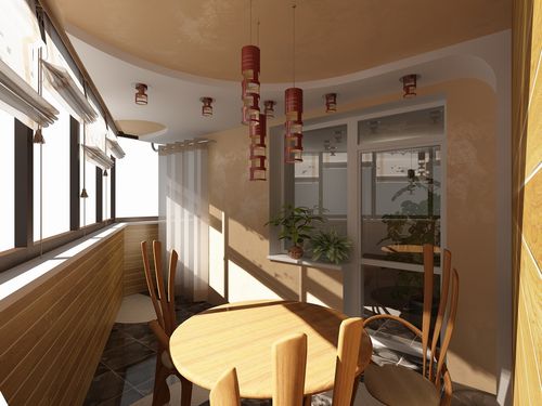 Оформление балкона шторами