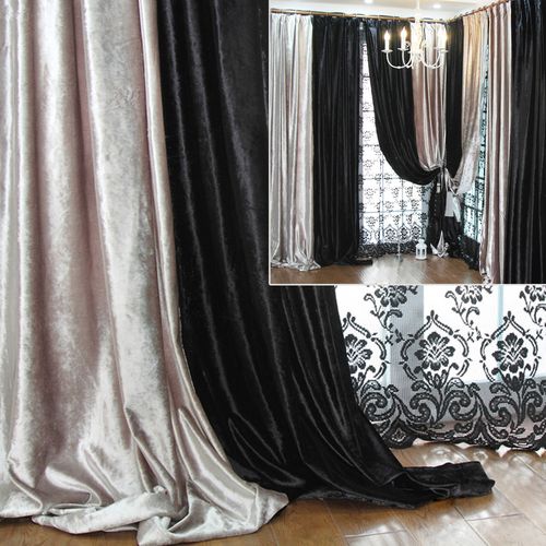 Шторы из бархата с рисунком в интерьере - фото
