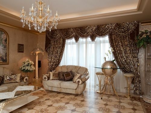 Бархатные шторы в классическом интерьере