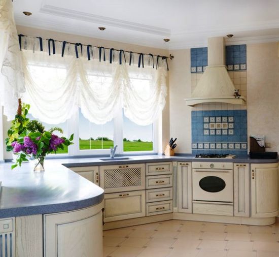Шторы на кухню в стиле прованс